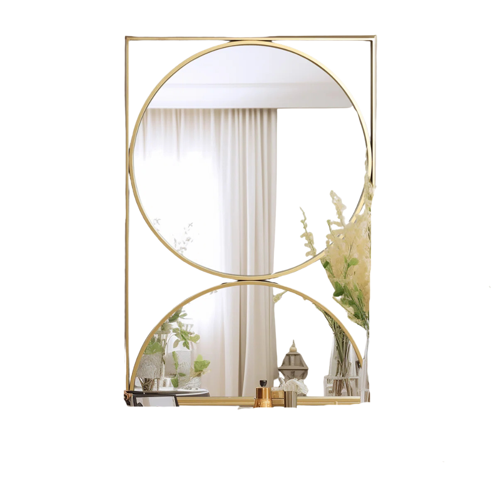 Dual Circle Gold Wall Mirror - Image 2