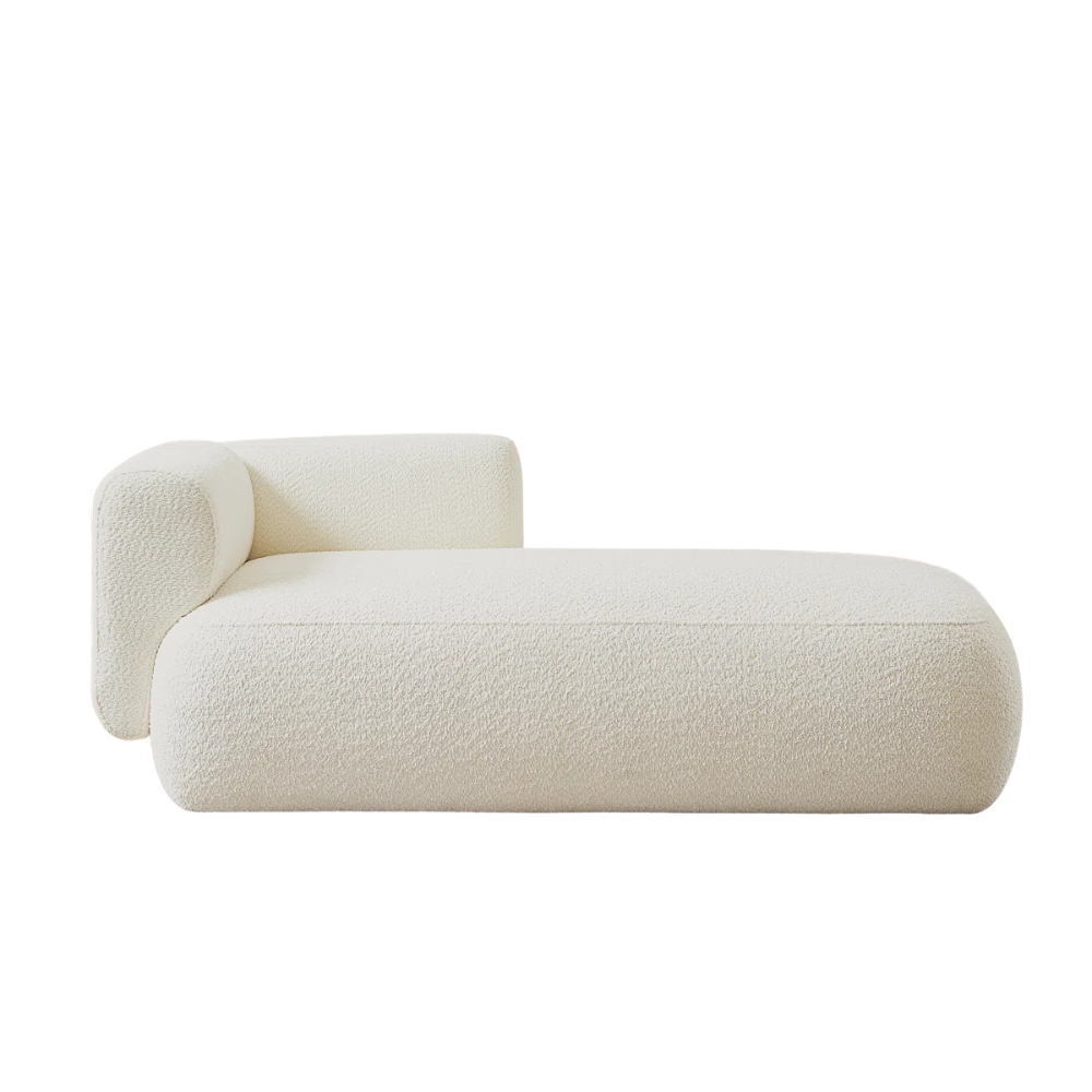 Cream Bouclé Chaise Lounge - Image 2