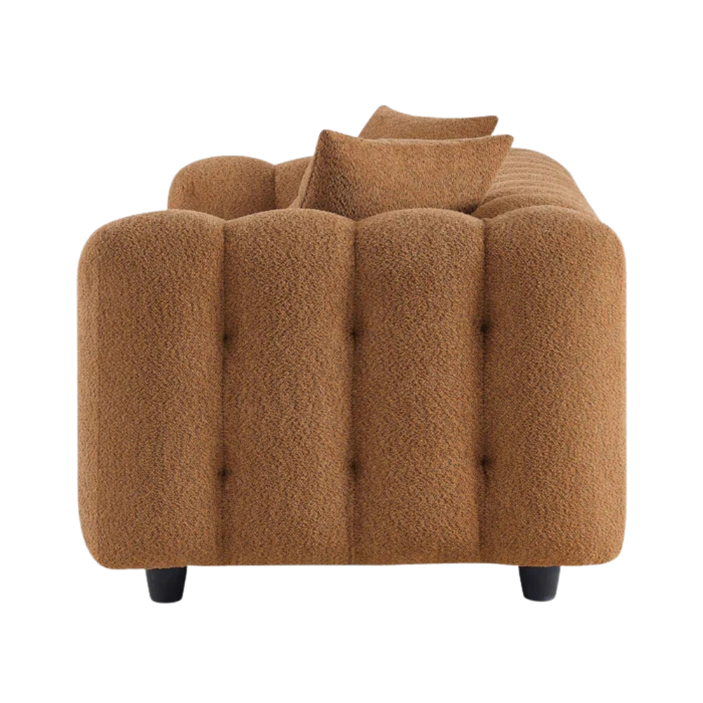 Brown Bouclé Tufted Sofa - Image 2