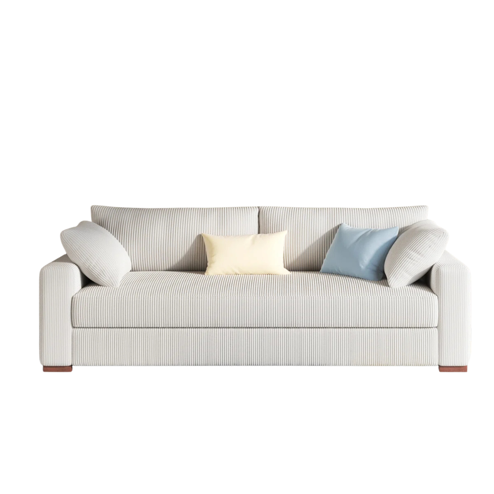 Beige Linen Tufted Sofa - Image 2