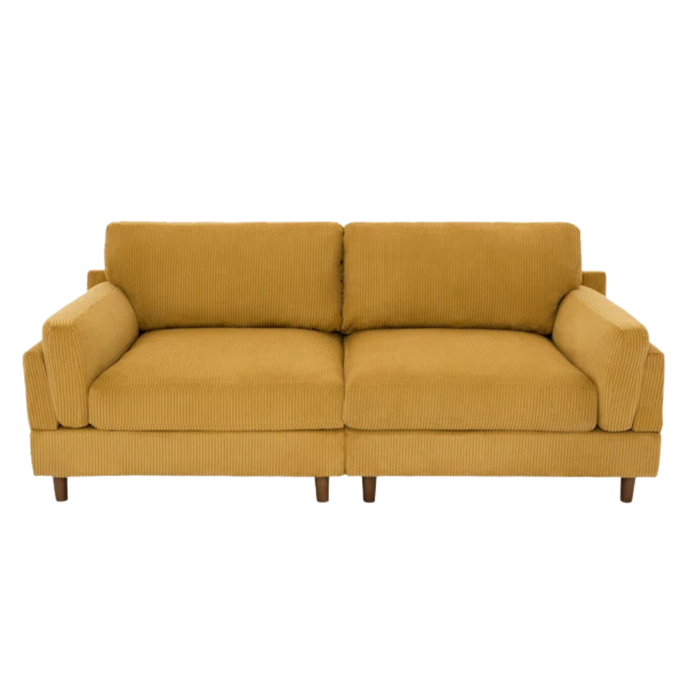 Mustard Chenille Low-Profile Sofa - Image 2