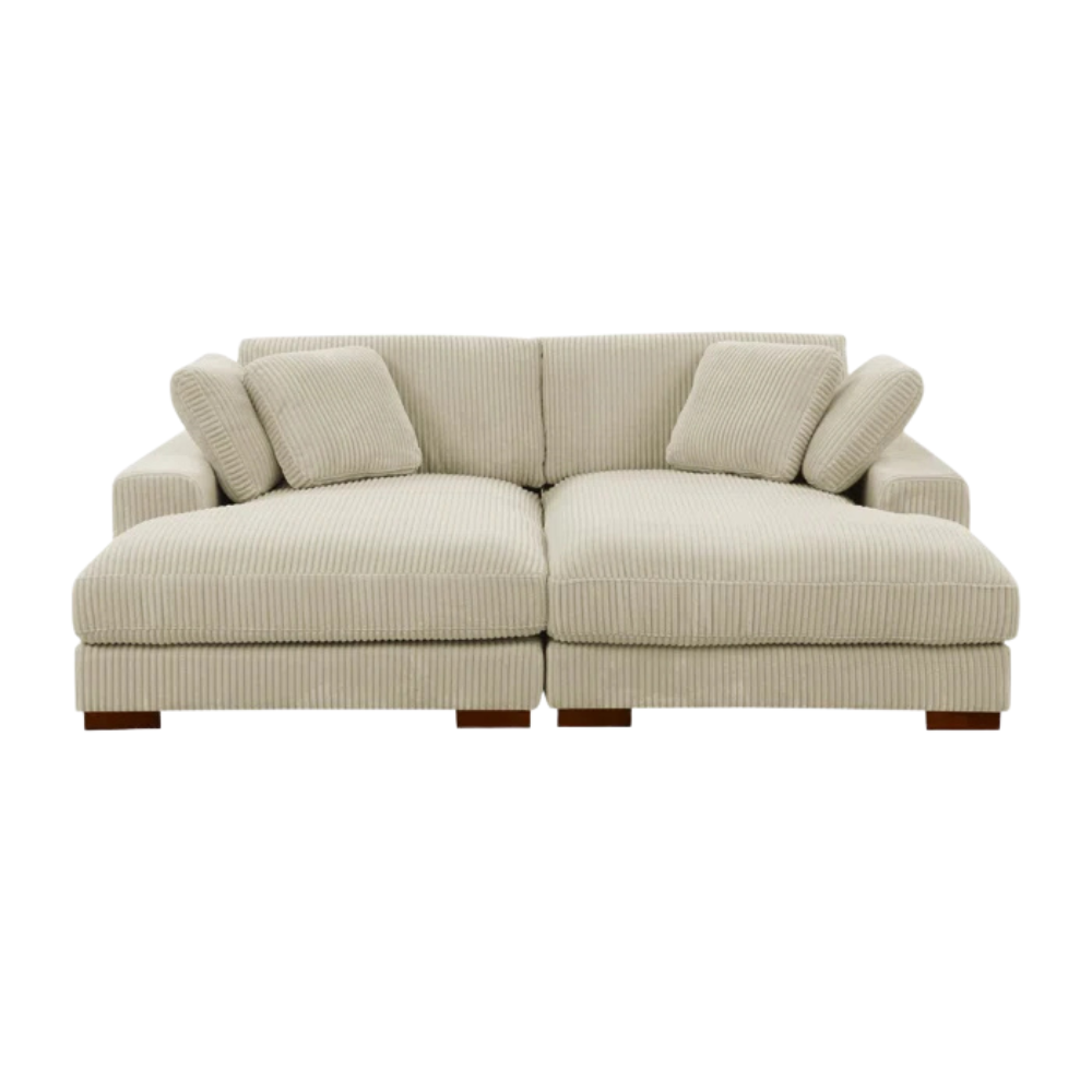Terracotta Boucle L-Shaped Sectional Sofa - Image 2