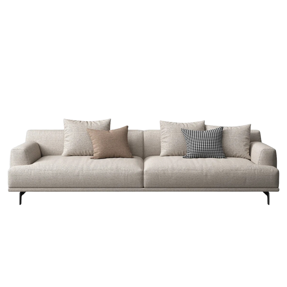 Ivory Linen Curved-Back Sofa - Image 2