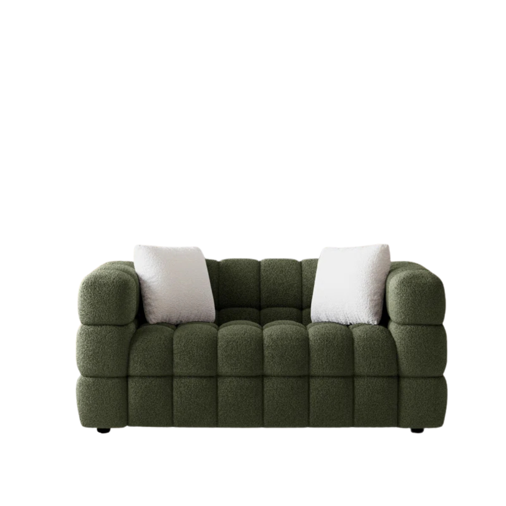 Lavender Chenille Curved-Back Sofa - Image 2