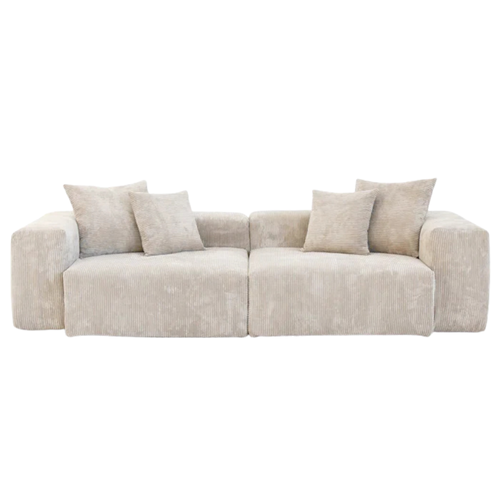 Gray Linen L-Shaped Sectional Sofa - Image 2