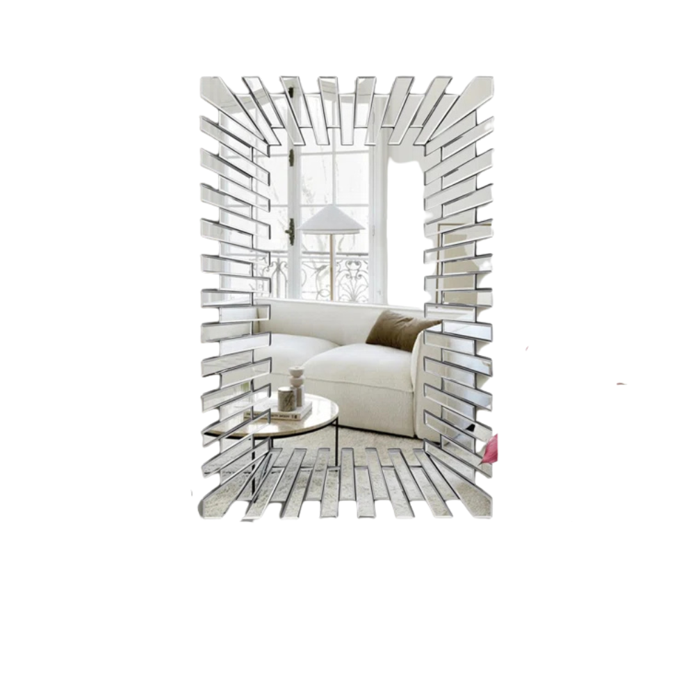Modern Silver Angled Mirror - Image 2