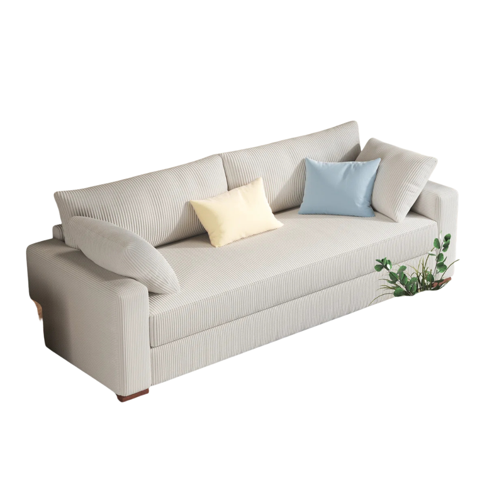 Beige Linen Tufted Sofa - Image 3