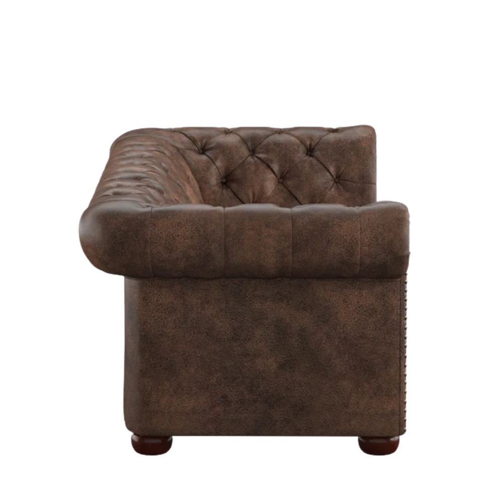 Black Faux-Leather Minimalist Sofa - Image 3
