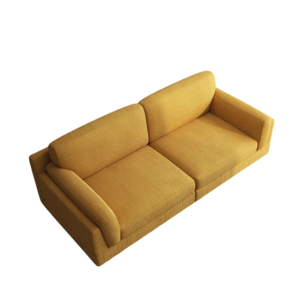 Mustard Chenille Low-Profile Sofa - Image 3