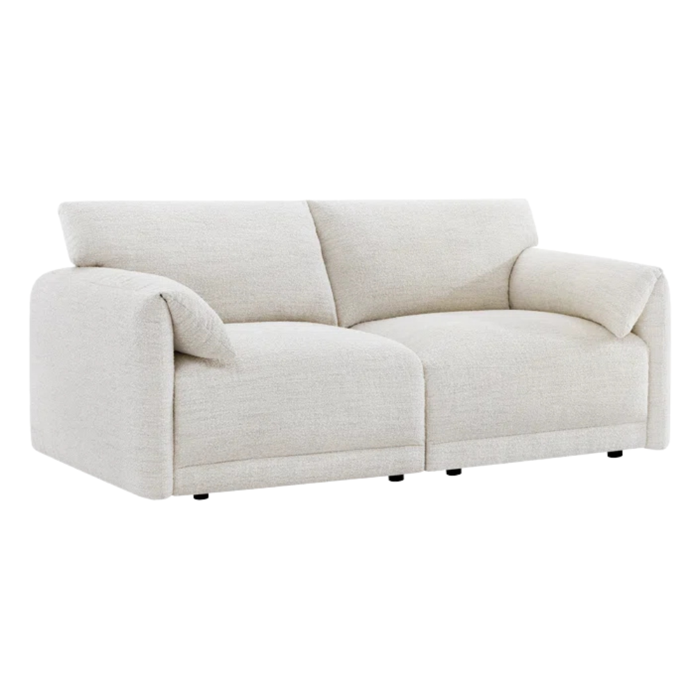 Charcoal Faux-Suede Straight-Back Sofa - Image 3