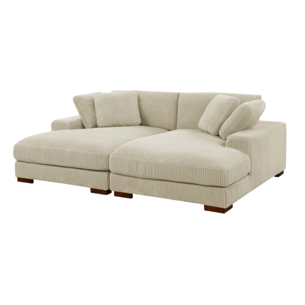 Terracotta Boucle L-Shaped Sectional Sofa - Image 3