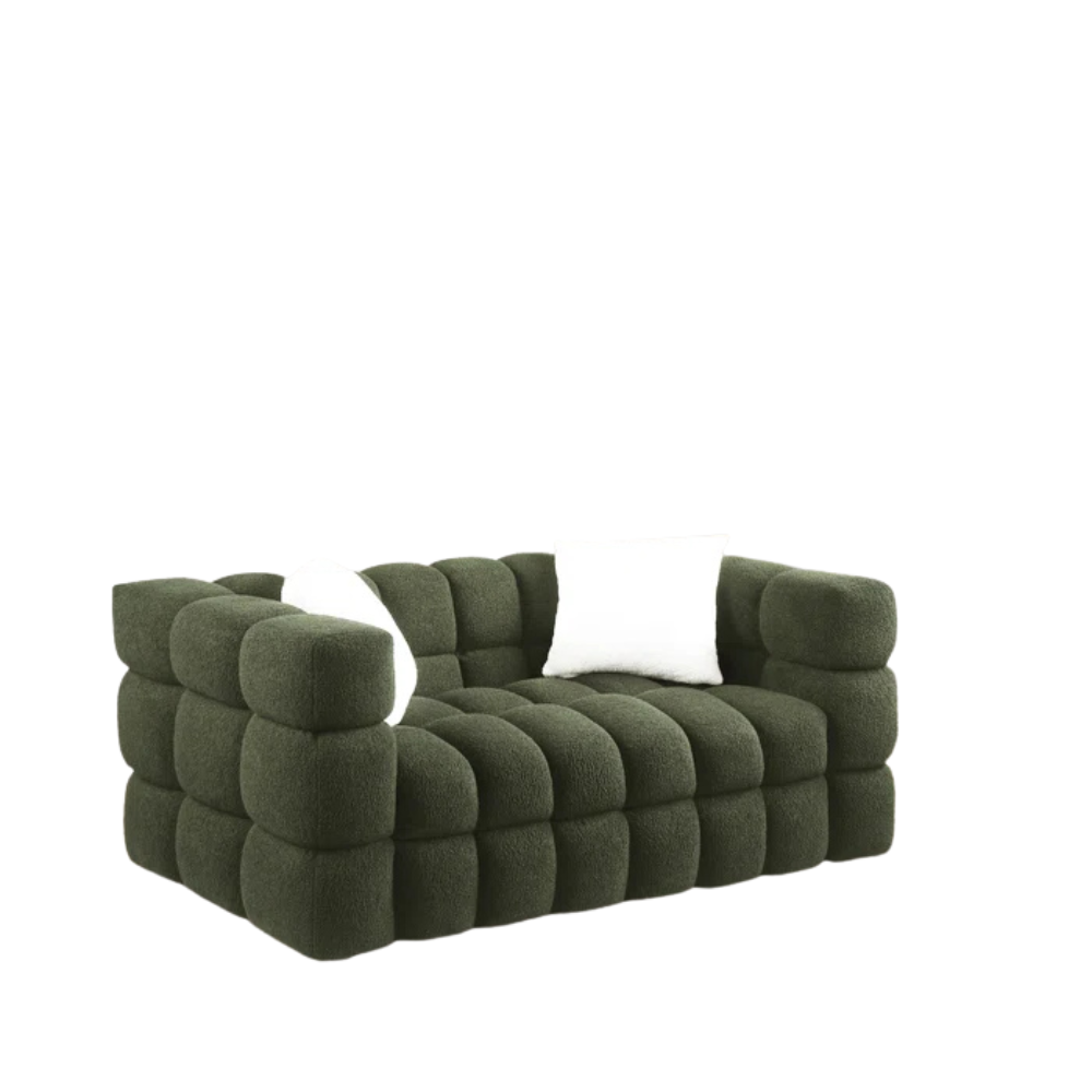 Lavender Chenille Curved-Back Sofa - Image 3