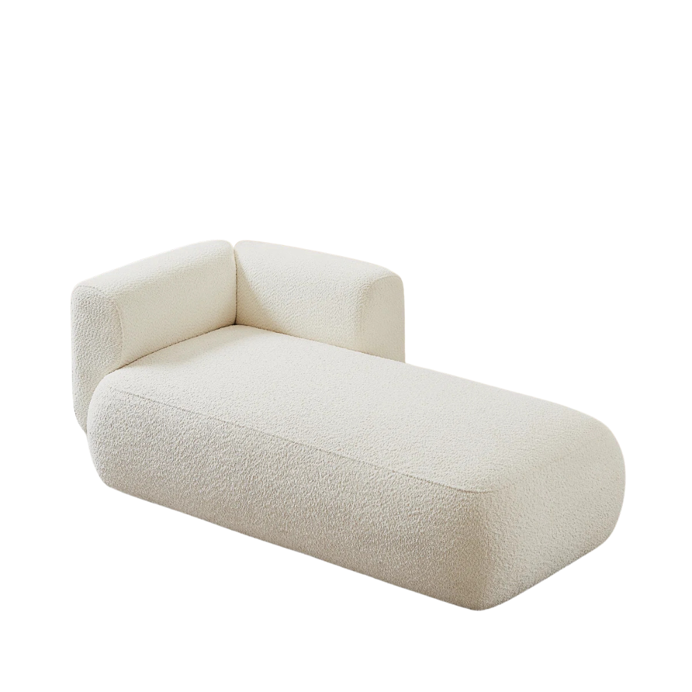 Cream Bouclé Chaise Lounge - Image 4
