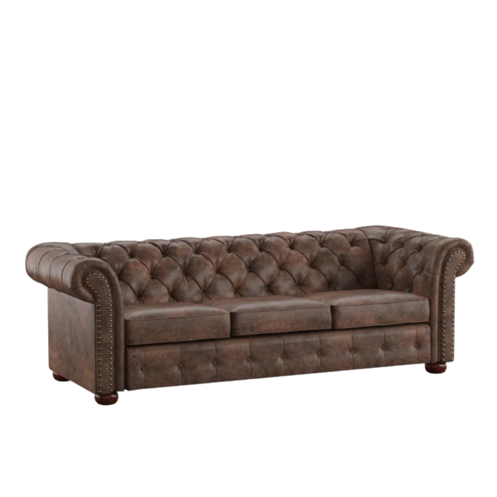 Black Faux-Leather Minimalist Sofa - Image 4
