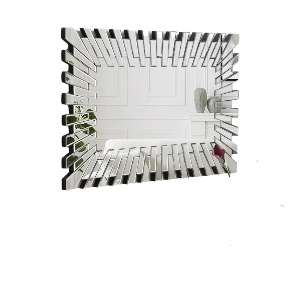 Modern Silver Angled Mirror - Image 4