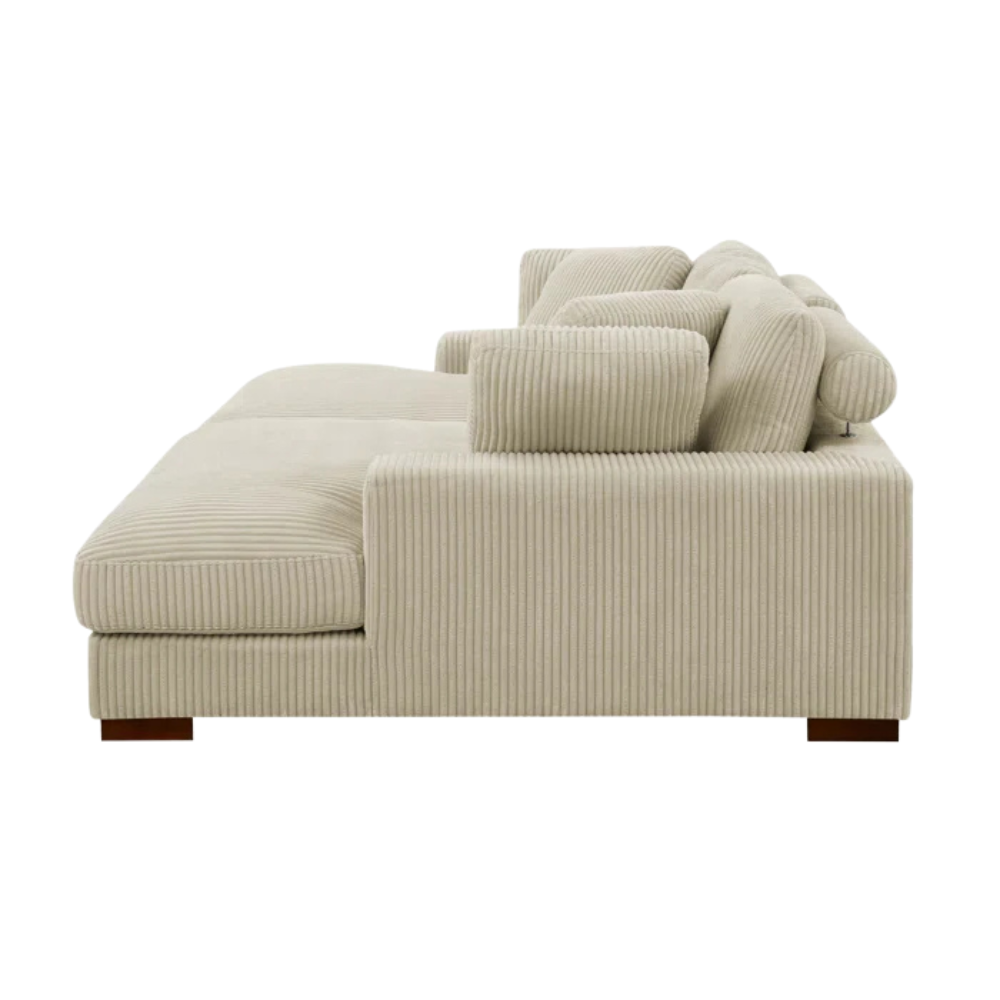 Terracotta Boucle L-Shaped Sectional Sofa - Image 5