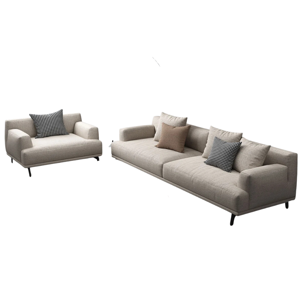 Ivory Linen Curved-Back Sofa - Image 5