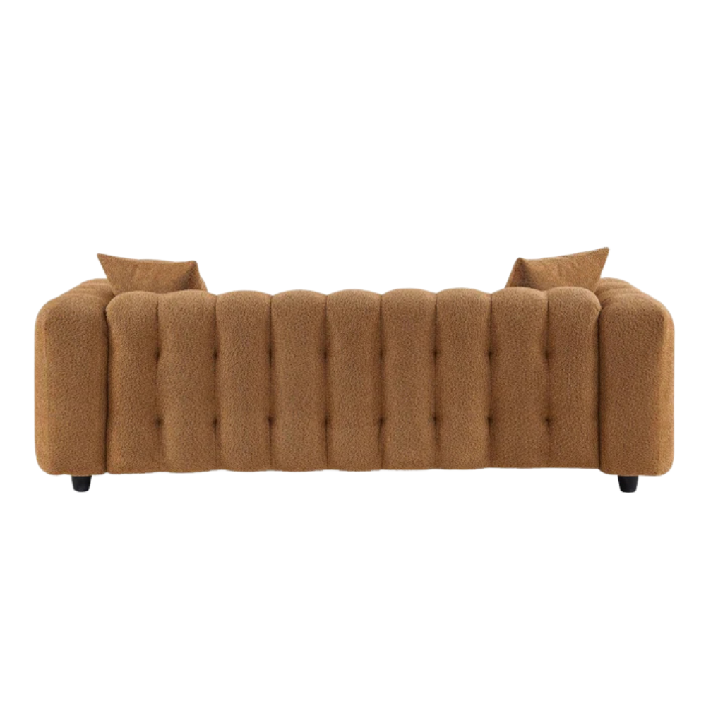 Brown Bouclé Tufted Sofa - Image 5