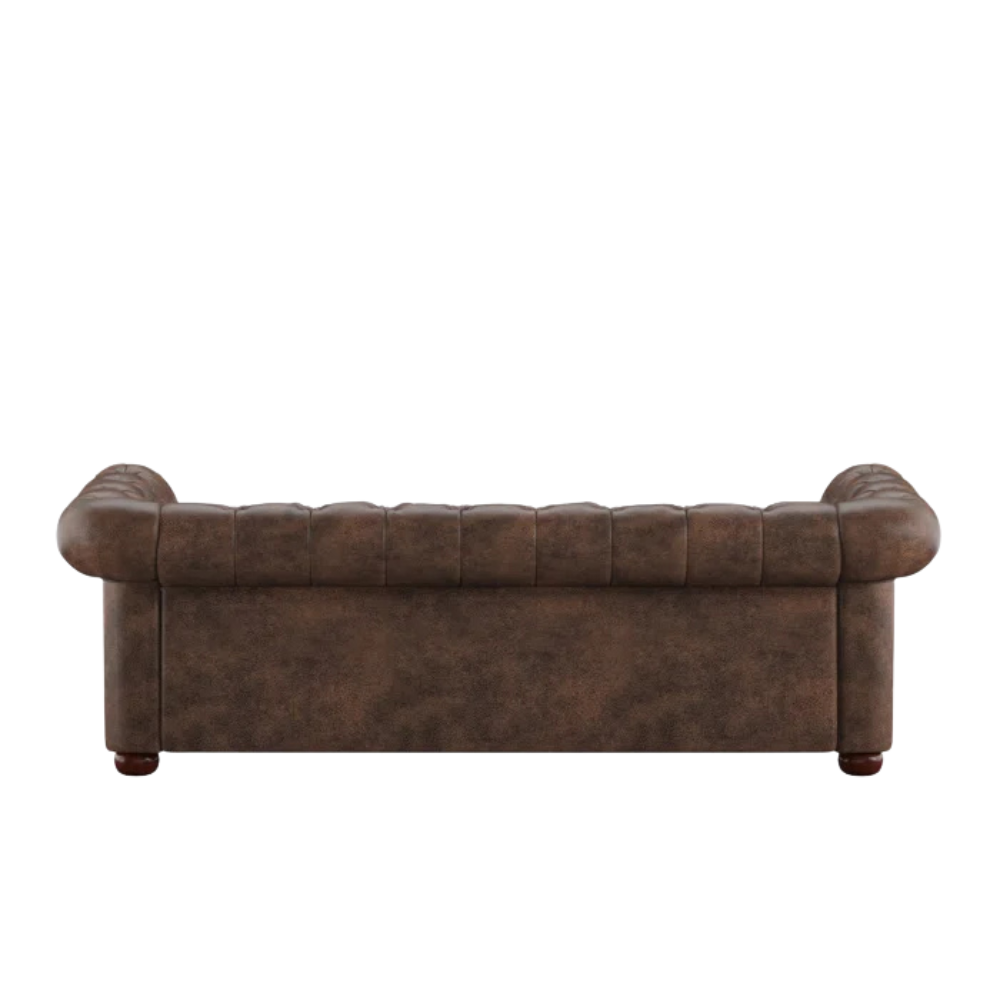 Black Faux-Leather Minimalist Sofa - Image 5