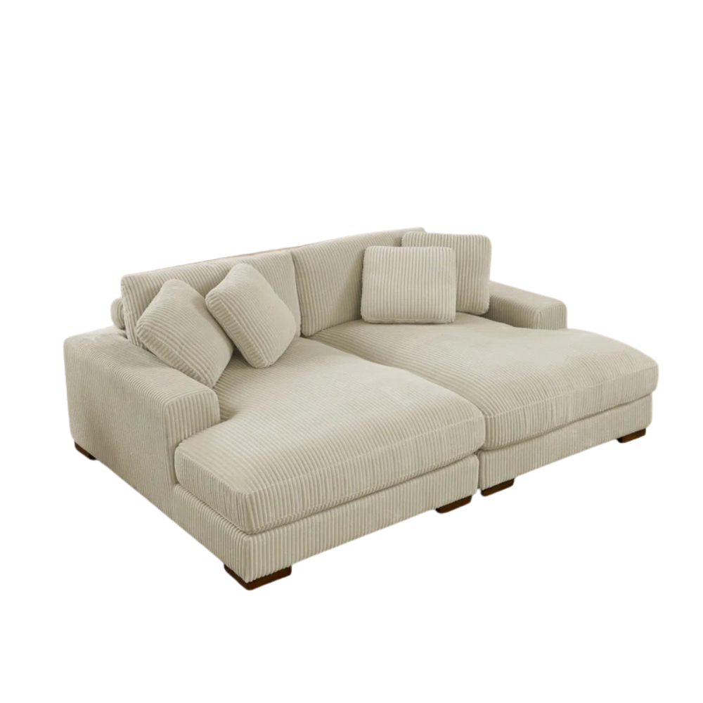 Terracotta Boucle L-Shaped Sectional Sofa - Image 6