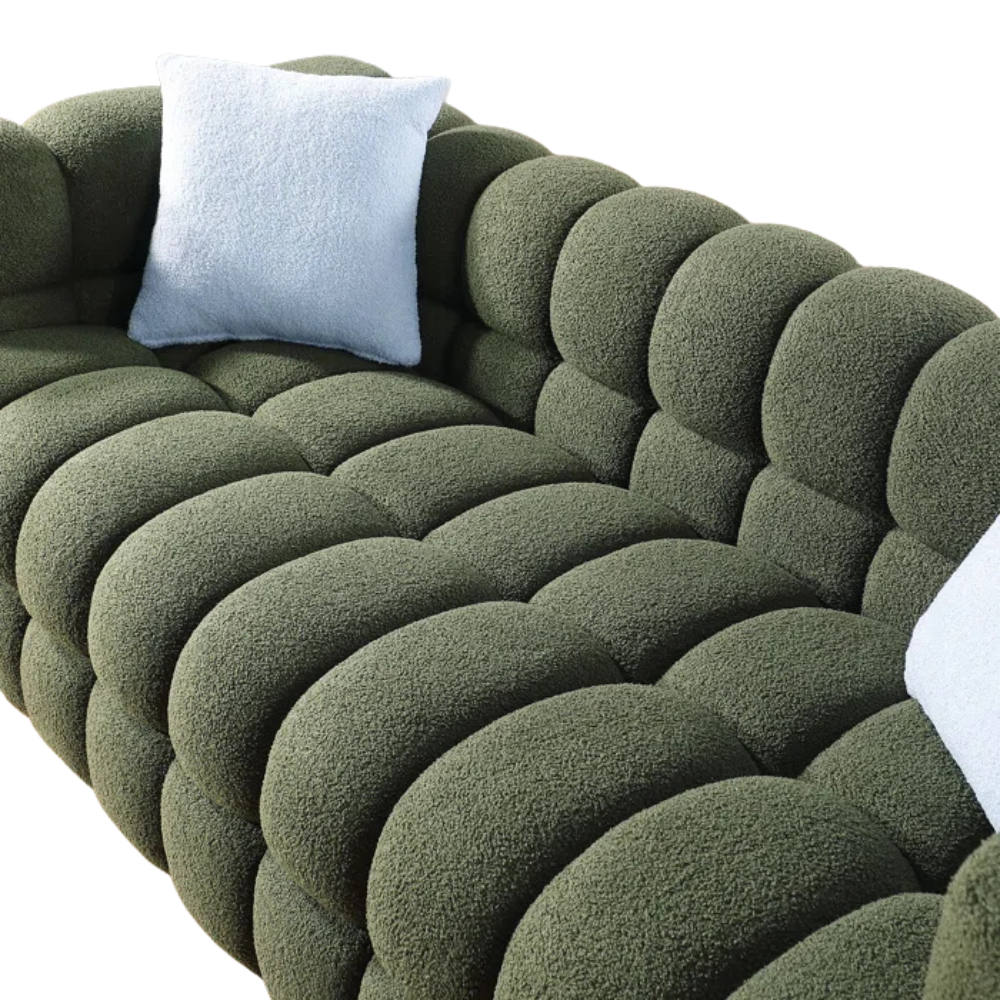 Lavender Chenille Curved-Back Sofa - Image 7