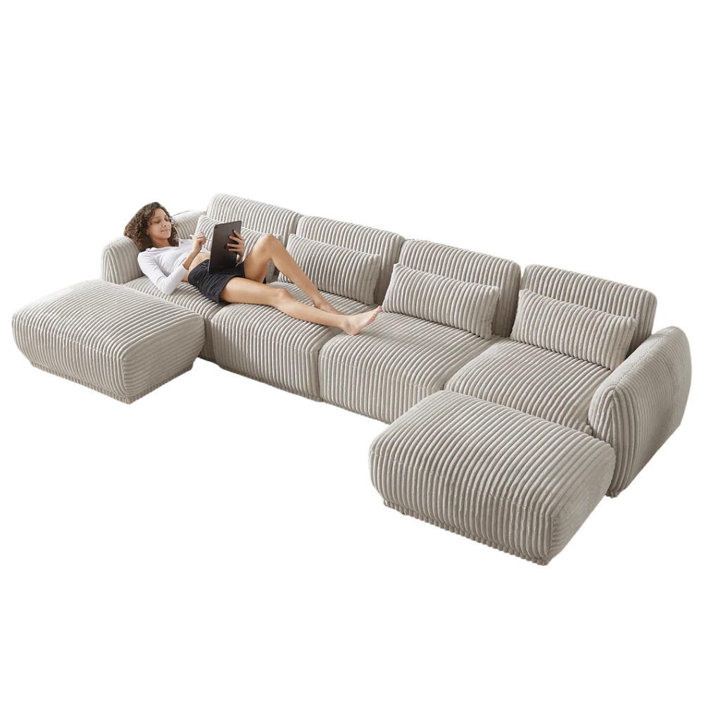 6 - Piece Upholstered Sectional With Ottoman