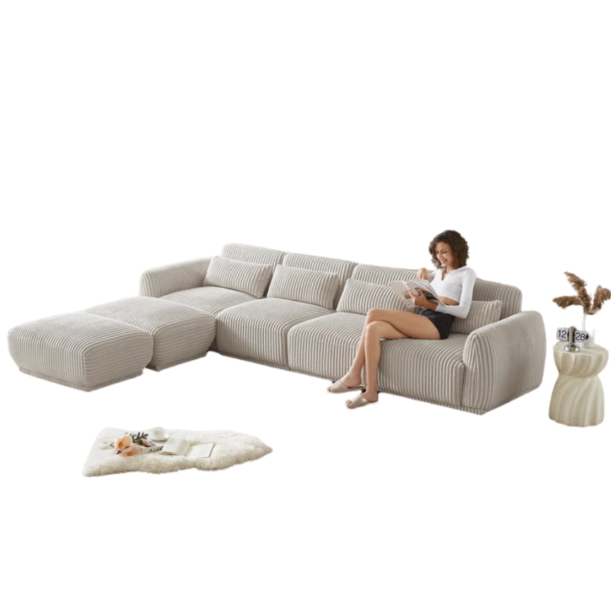 6 - Piece Upholstered Sectional With Ottoman