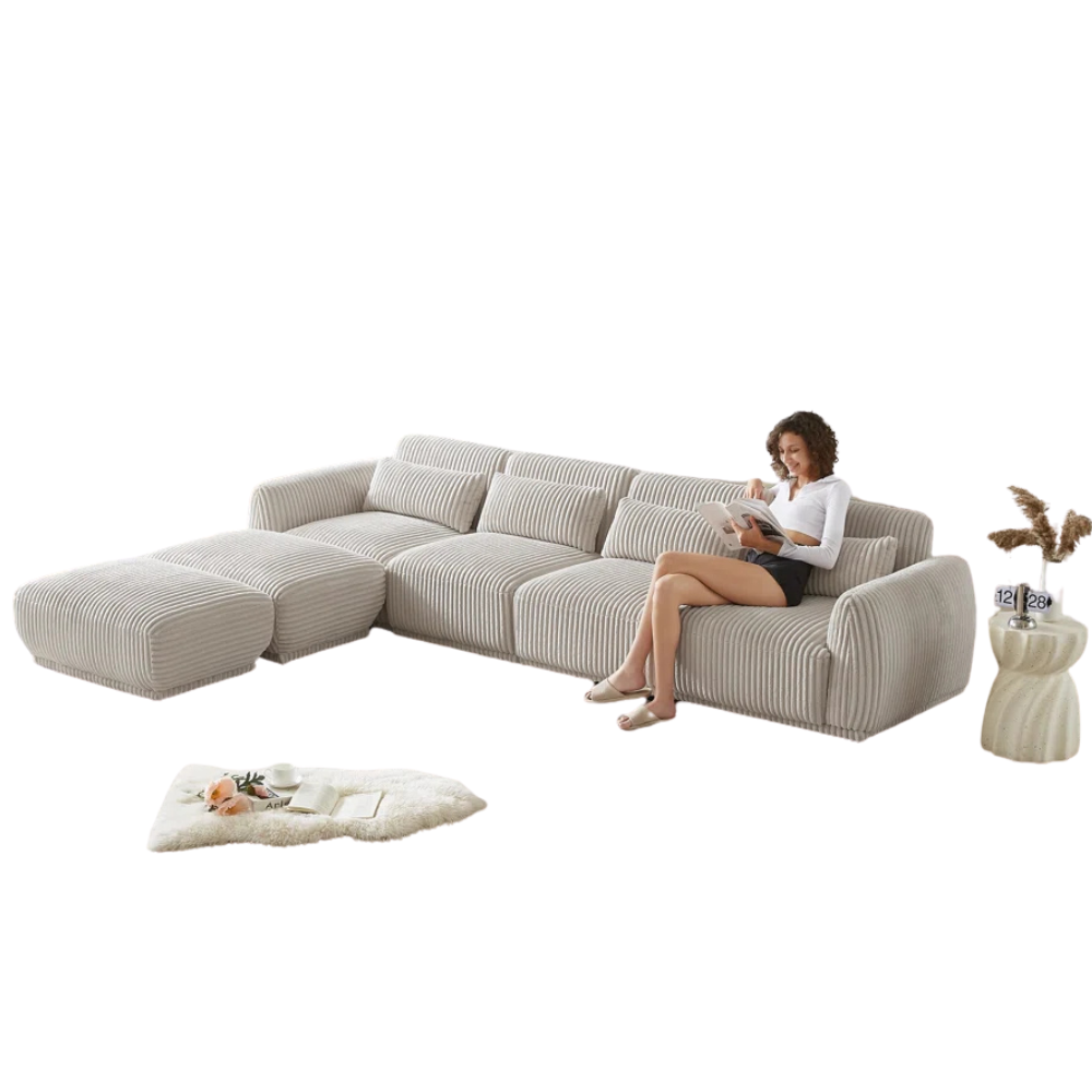 6 - Piece Upholstered Sectional With Ottoman