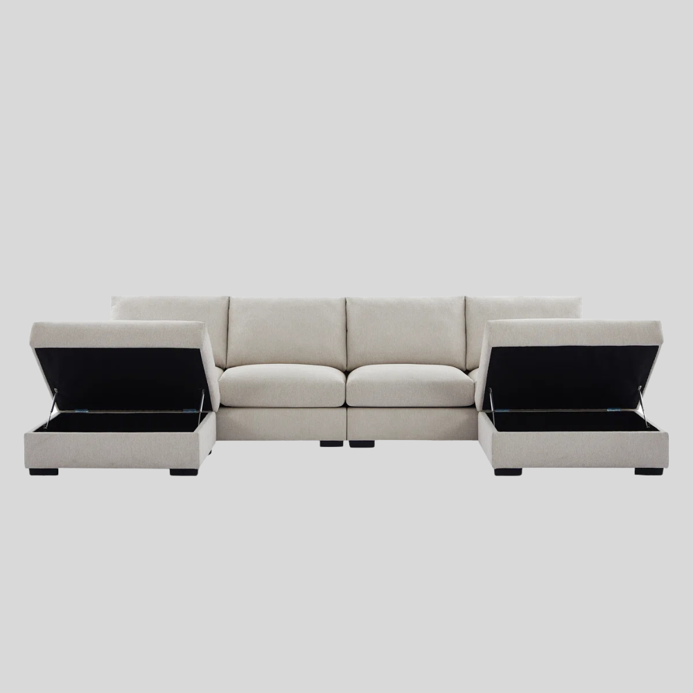 6-piece Wide Arm U shaped Upholstered Modular Sofa