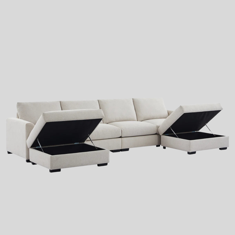 6-piece Wide Arm U shaped Upholstered Modular Sofa