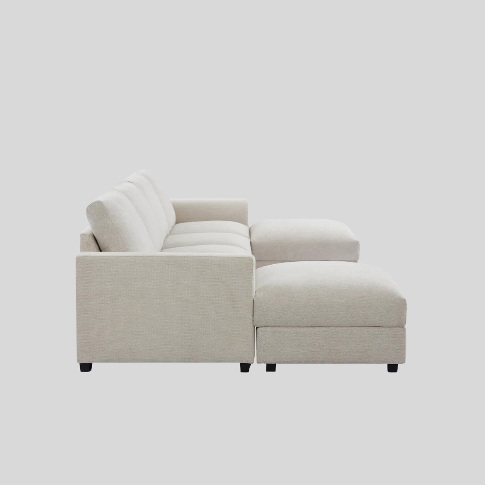 6-piece Wide Arm U shaped Upholstered Modular Sofa