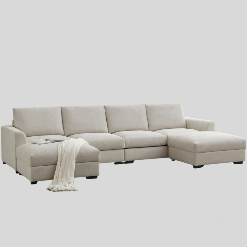 6-piece Wide Arm U shaped Upholstered Modular Sofa