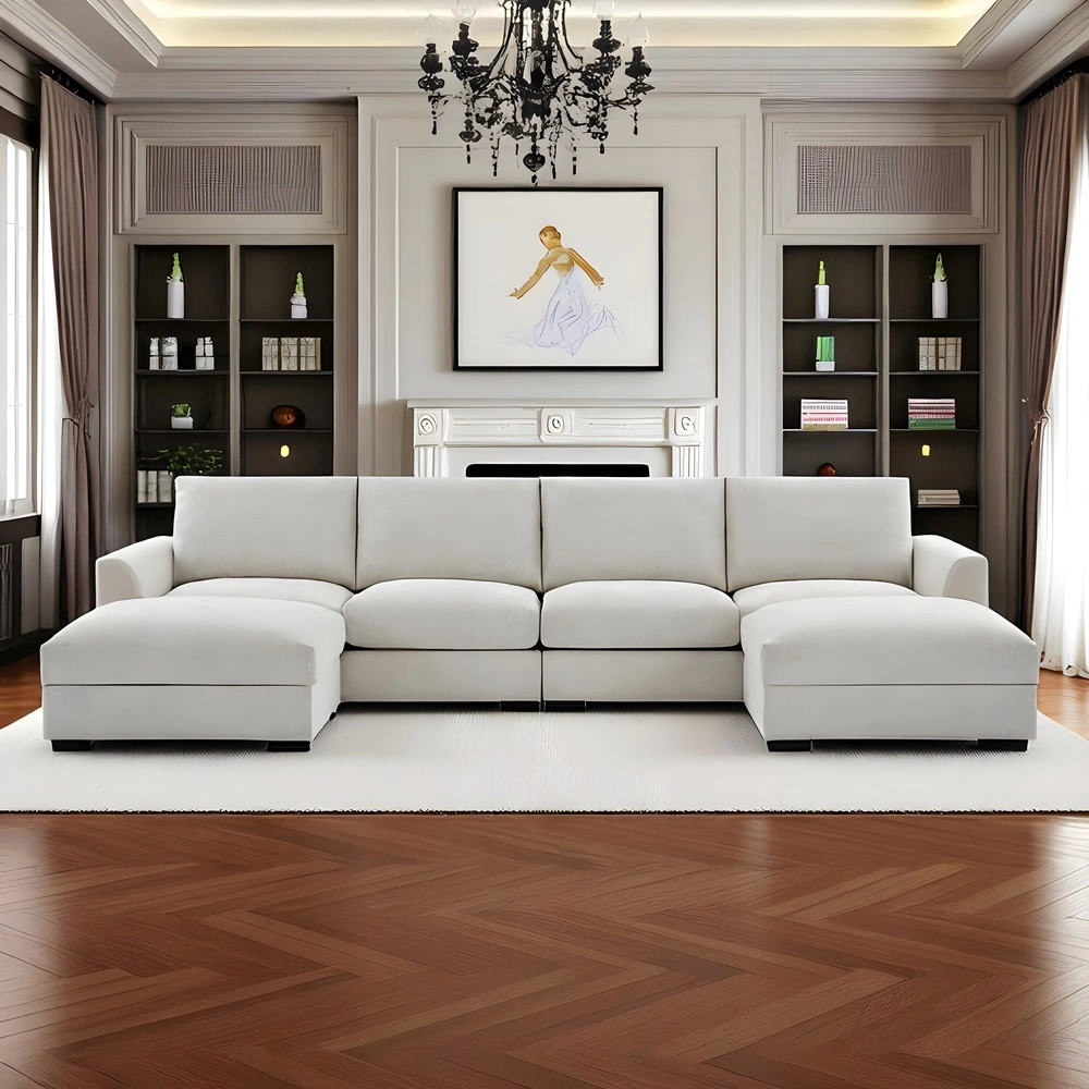 6-piece Wide Arm U shaped Upholstered Modular Sofa