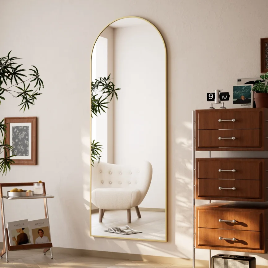 Arched Gold Full-Length Mirror