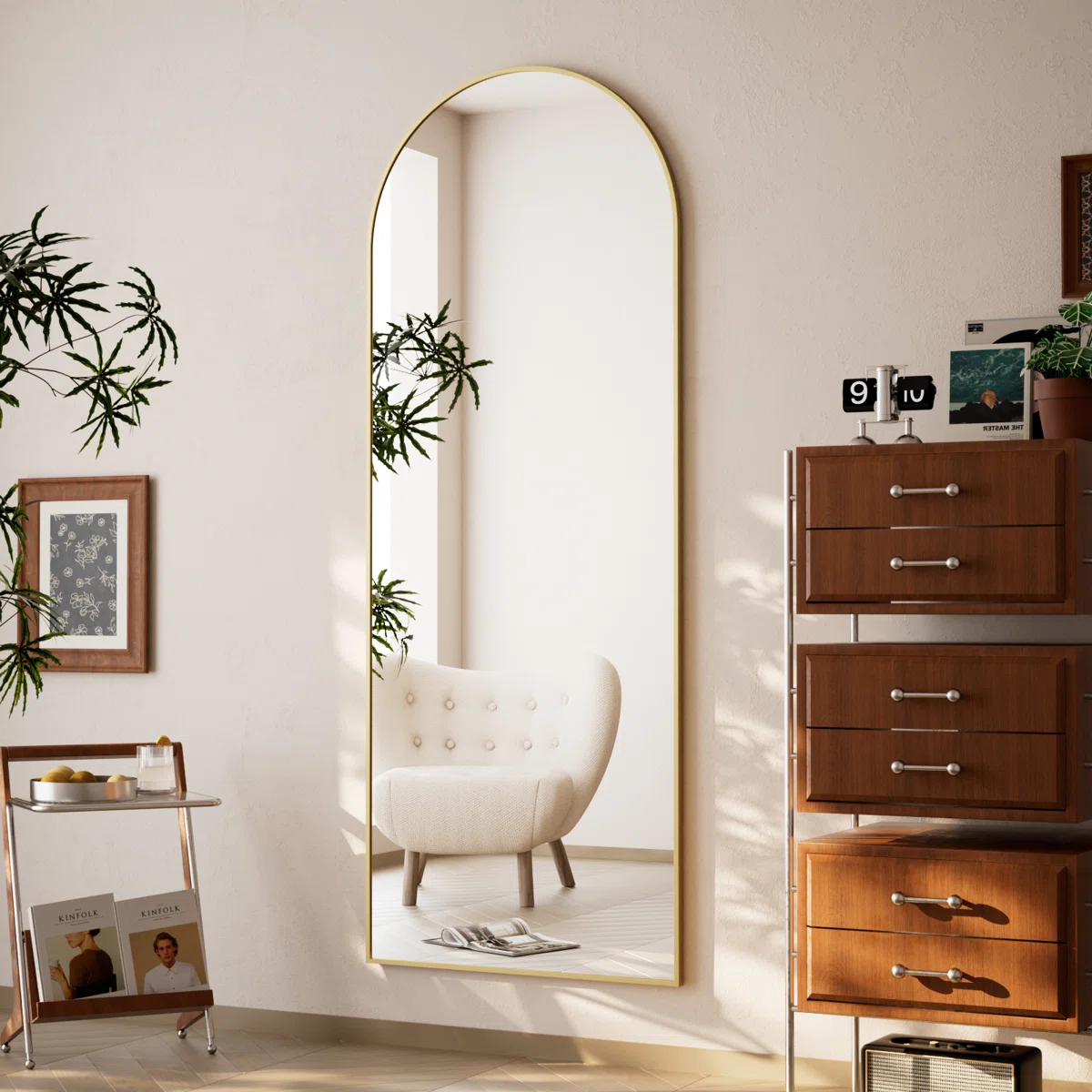 Arched Gold Full-Length Mirror