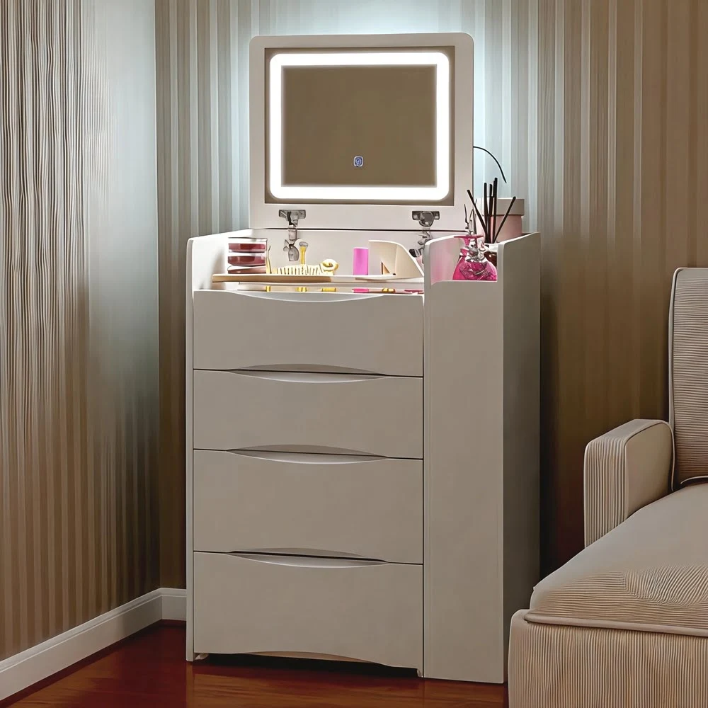 Aura Flip-Top Vanity Table with Storage Bench