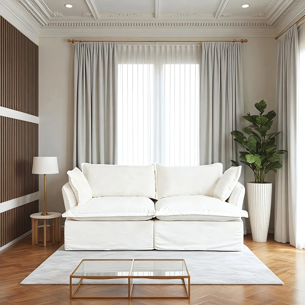 Charcoal Faux-Leather Low-Profile Sofa