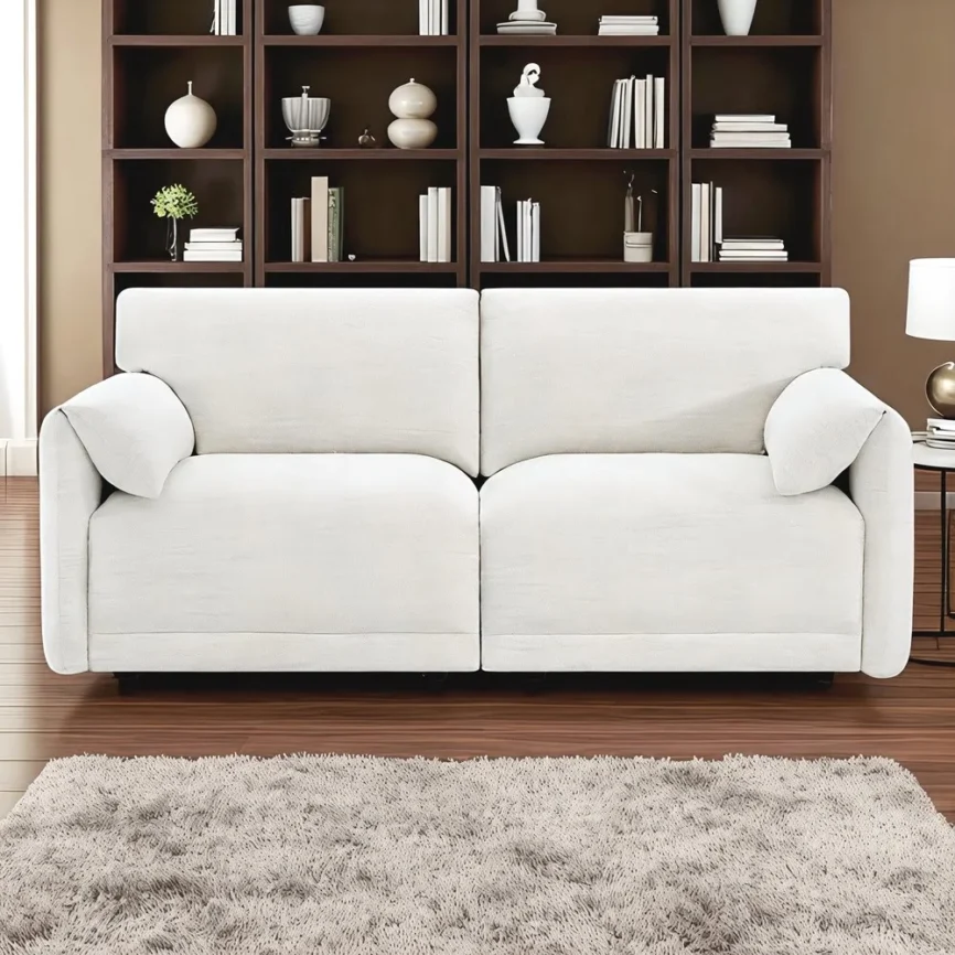 Charcoal Faux-Suede Straight-Back Sofa