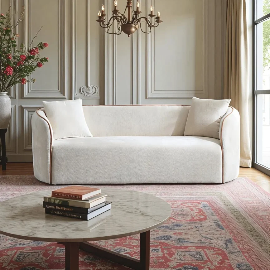 Charcoal Velvet Curved Sofa