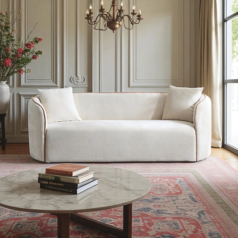 Charcoal Velvet Curved Sofa