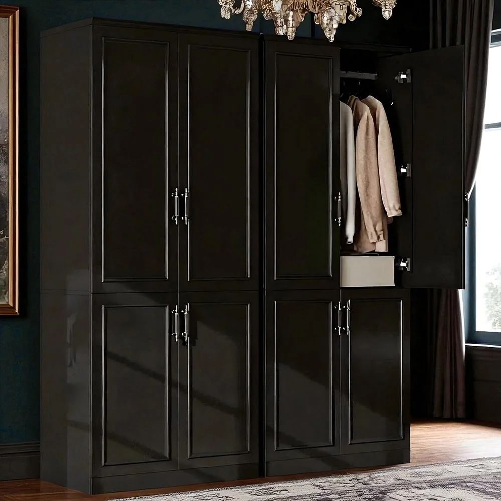 ClassicBlack 4-Door Wardrobe