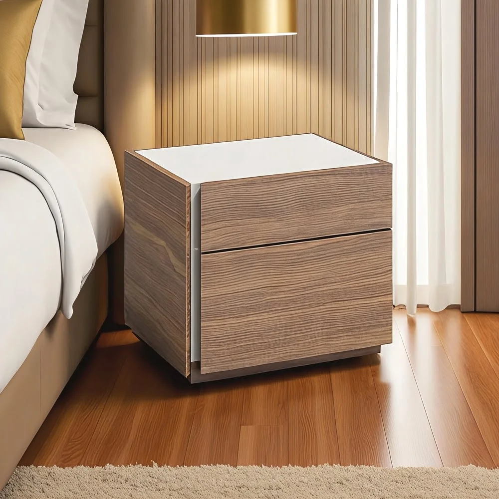 Contemporary Walnut Nightstand with Minimalist Design