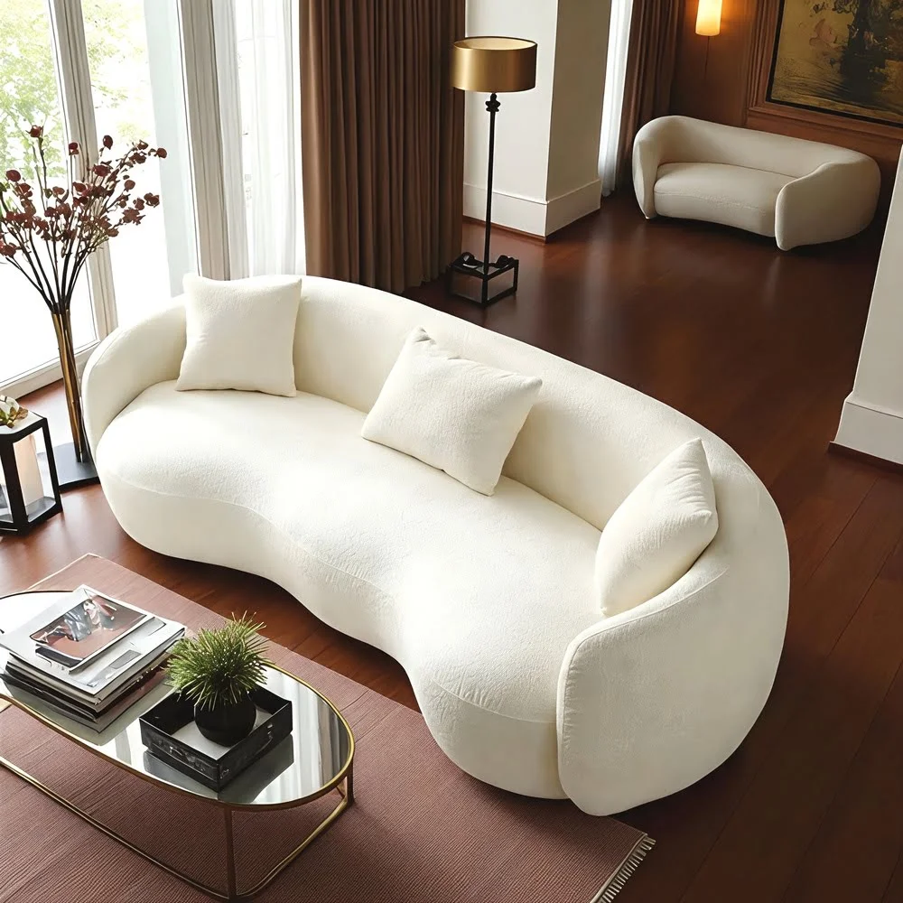 Cream Wavy Bouclé Sofa