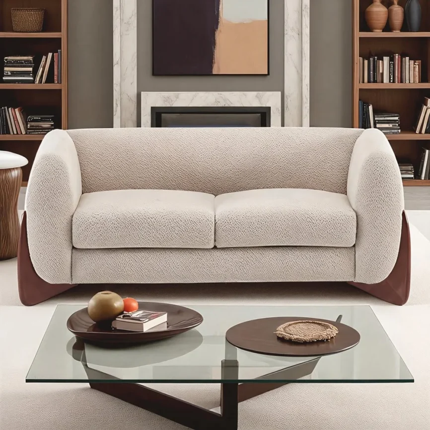 Forest Green Suede U-Shaped Sectional Sofa