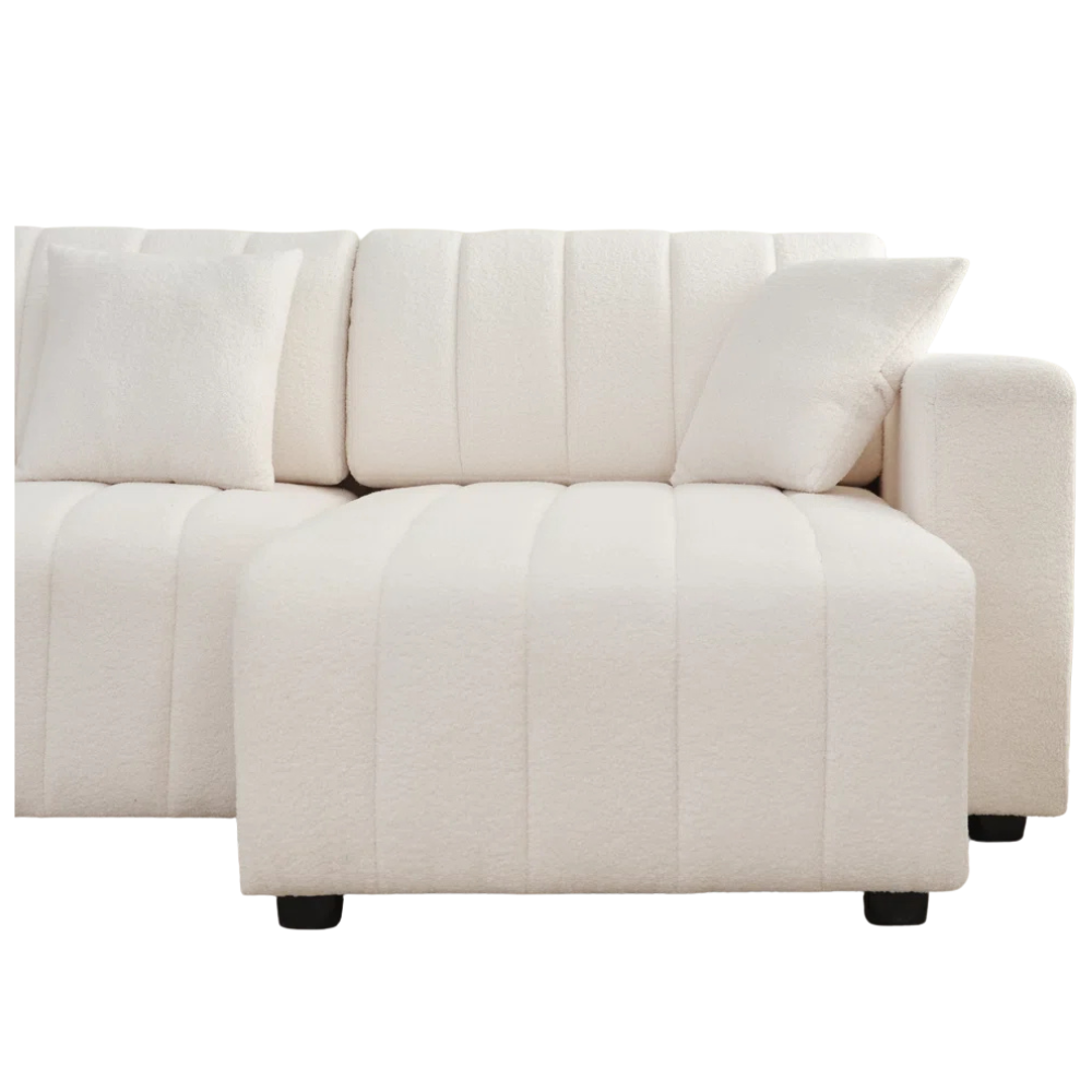 L-Shaped Wool Sectional Sofa with Chaise
