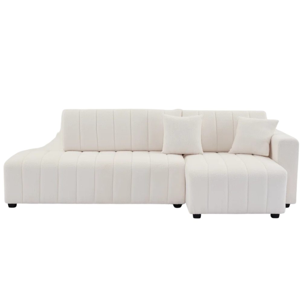 L-Shaped Wool Sectional Sofa with Chaise
