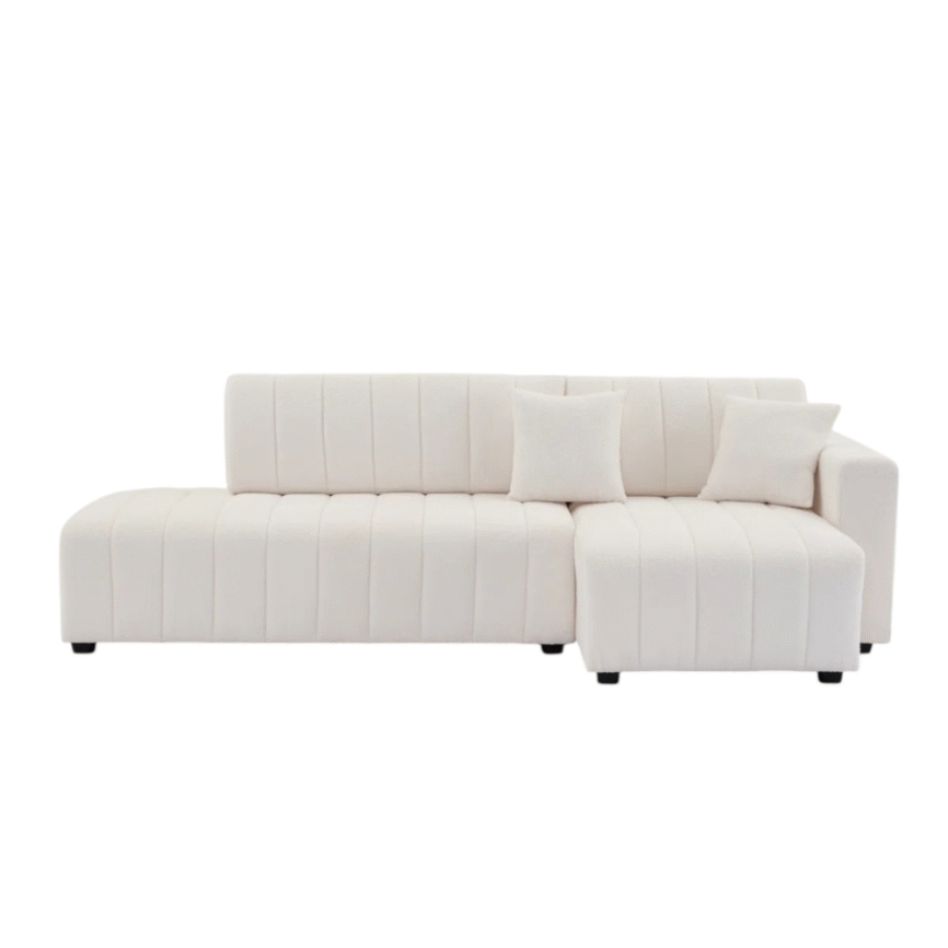 L-Shaped Wool Sectional Sofa with Chaise