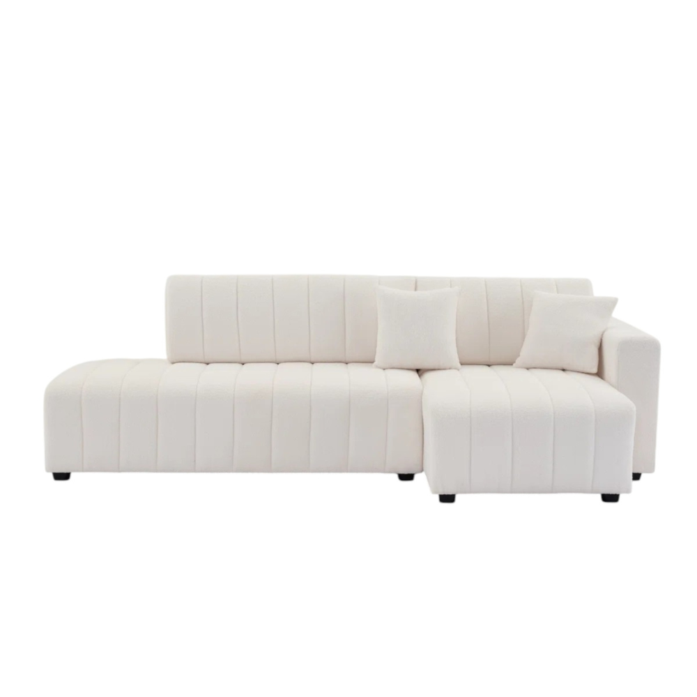 L-Shaped Wool Sectional Sofa with Chaise