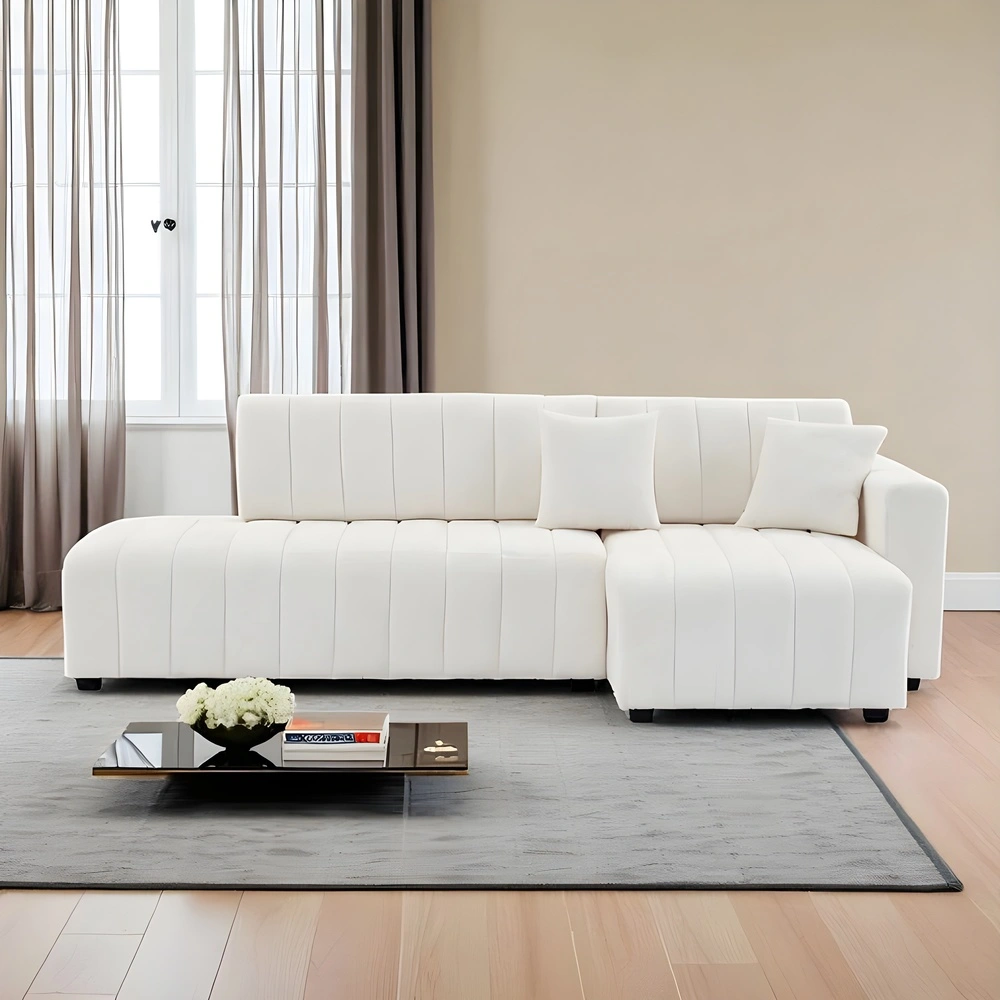 L-Shaped Wool Sectional Sofa with Chaise