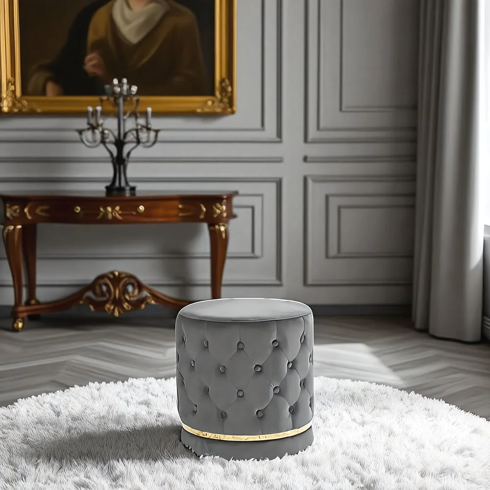 Luxe Velvet Tufted Ottoman